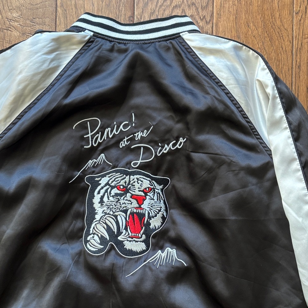Black and White Embroidered Men's Bomber Jacket